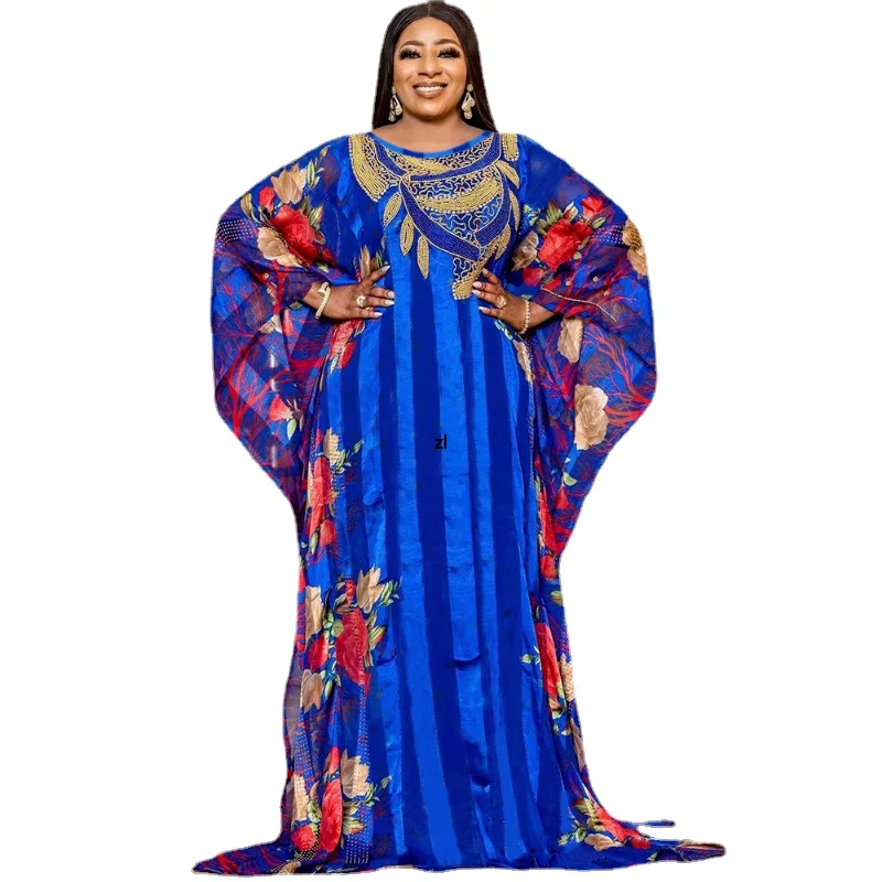 2023 New Muslim Robes Ladies Abaya African Dresses for Women Summer Chiffon Pearl Long Maxi Dress Traditional Clothing Plus Size