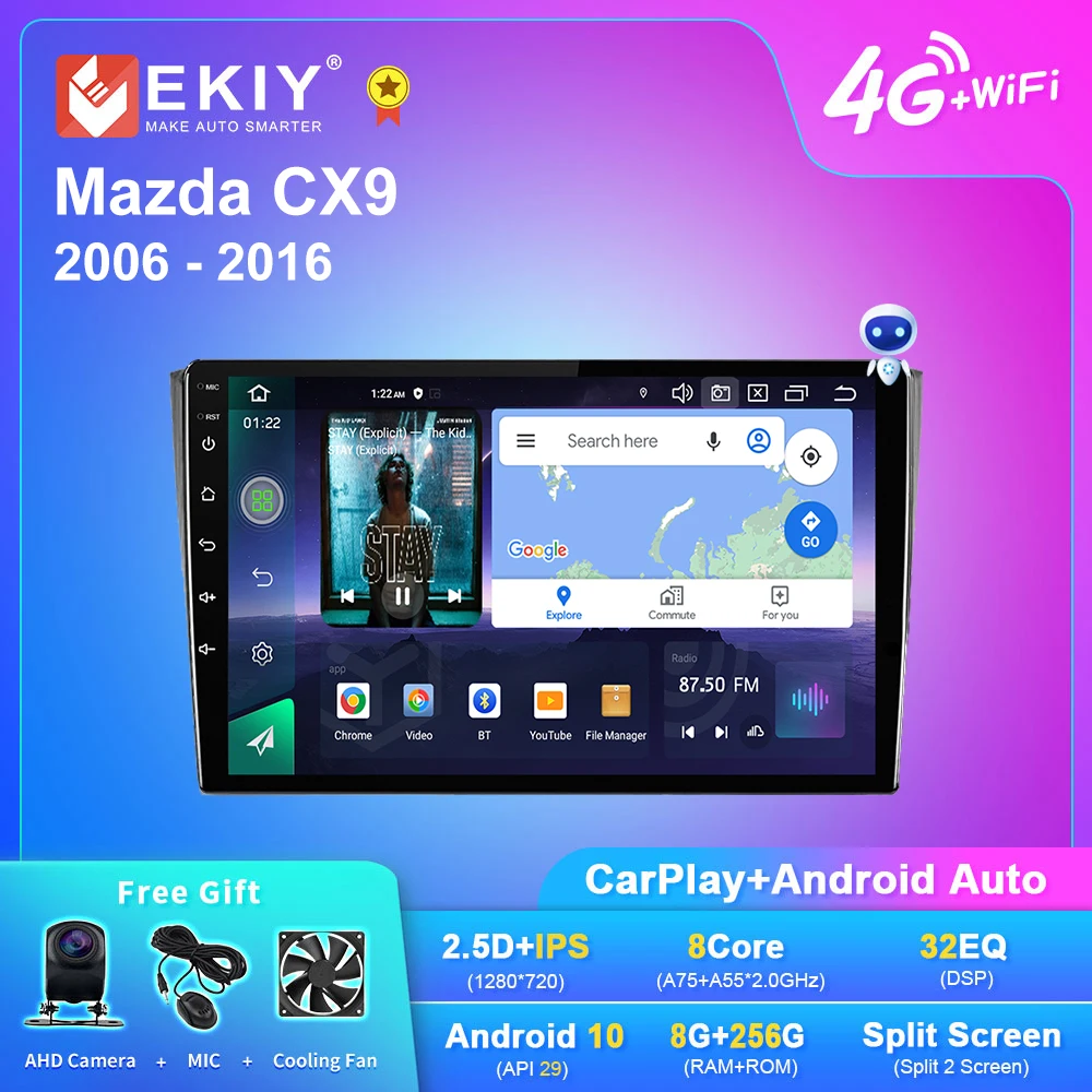 

Автомагнитола EKIY Q7 Android 10 для Mazda CX9 CX-9 CX 9 TB 2006 -2016 Navi GPS Carplay Автомобильный мультимедийный видеоплеер стерео 2din