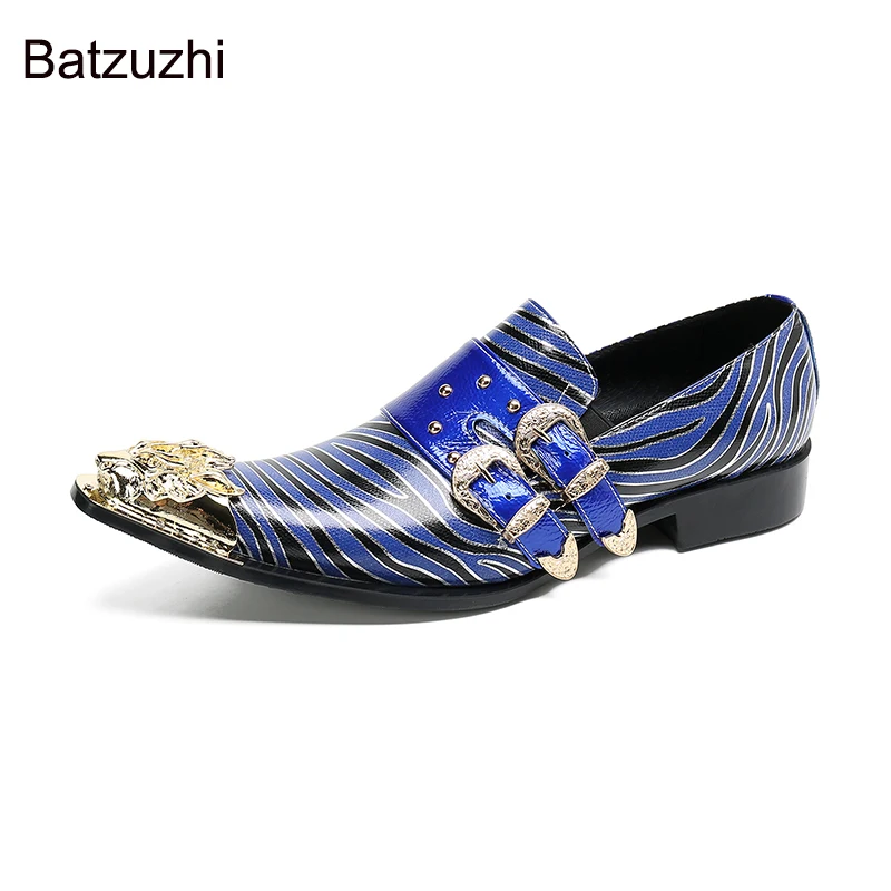 

Batzuzhi Men's Shoes Italian Type Handmade Gold Belt Leather Dress Shoes for Men Wedding Shoes and Party Zapatos Hombre, 38-47