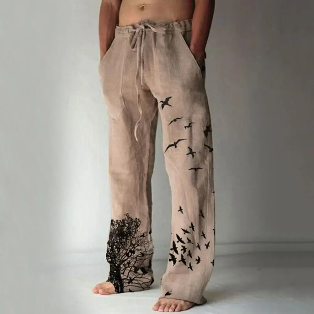 

Long Vintage Lace-up Mid Waist Trousers Streetwear Vintage Pants All Match for Daily Wear