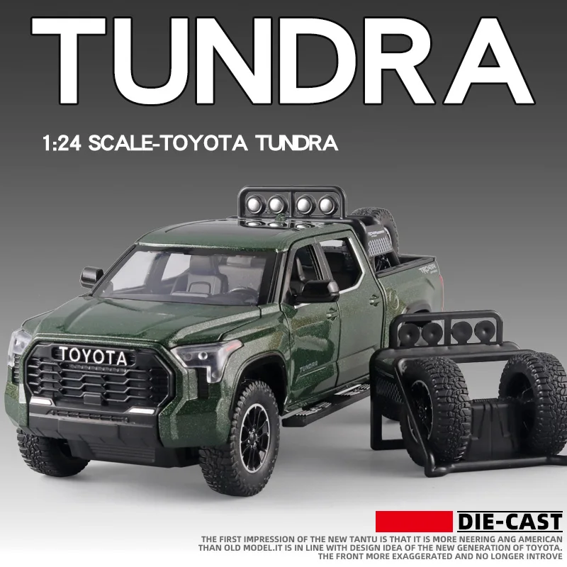 

Diecast 1/24 Tundra Big Wheel Off-road Vehicle SUV Alloy Model Car Collection Series Toy Car Simulation Sound Light Toy For kids
