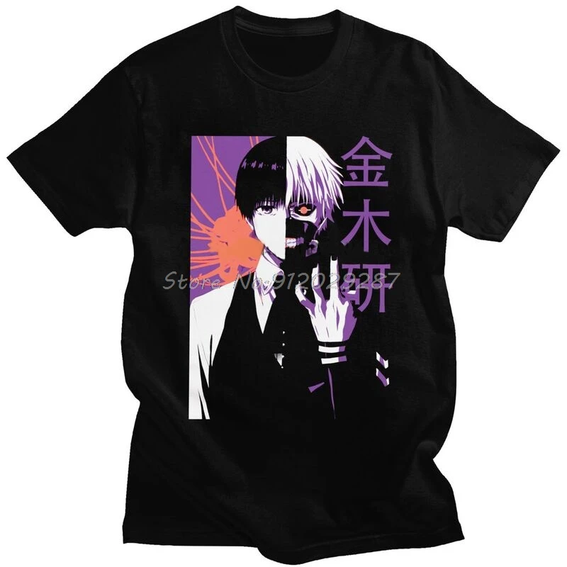 

Tokyo Ghoul Ken Kenaki Split Face T Shirt Men Short Sleeve Cotton T-shirt Streetwear Graphic Tshirt Japanese Anime Manga Tee Top