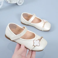 girls japanese children four leaf clover chain 2022 square toe casual kids fashion flat versatile cute princess shoes new spring