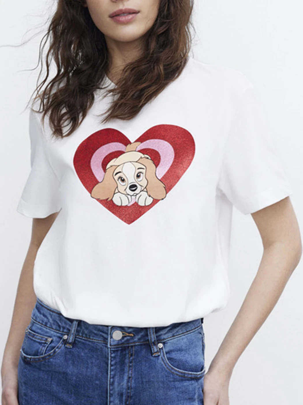 

Женская хлопковая футболка с коротким рукавом, Повседневная белая футболка с круглым вырезом и принтом сердечек, лето 2022