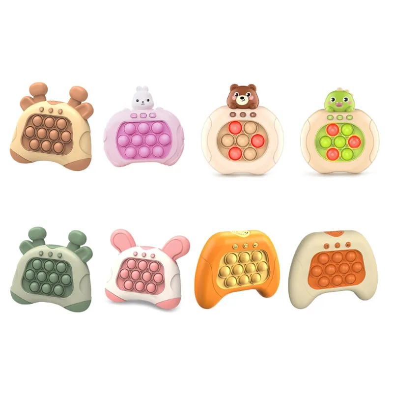 Handheld Game Console Light Up Pop-Game Toy Sensory Fidget Toy Cartoon Puzzle Game Machine with Sound Kids Stress Toy
