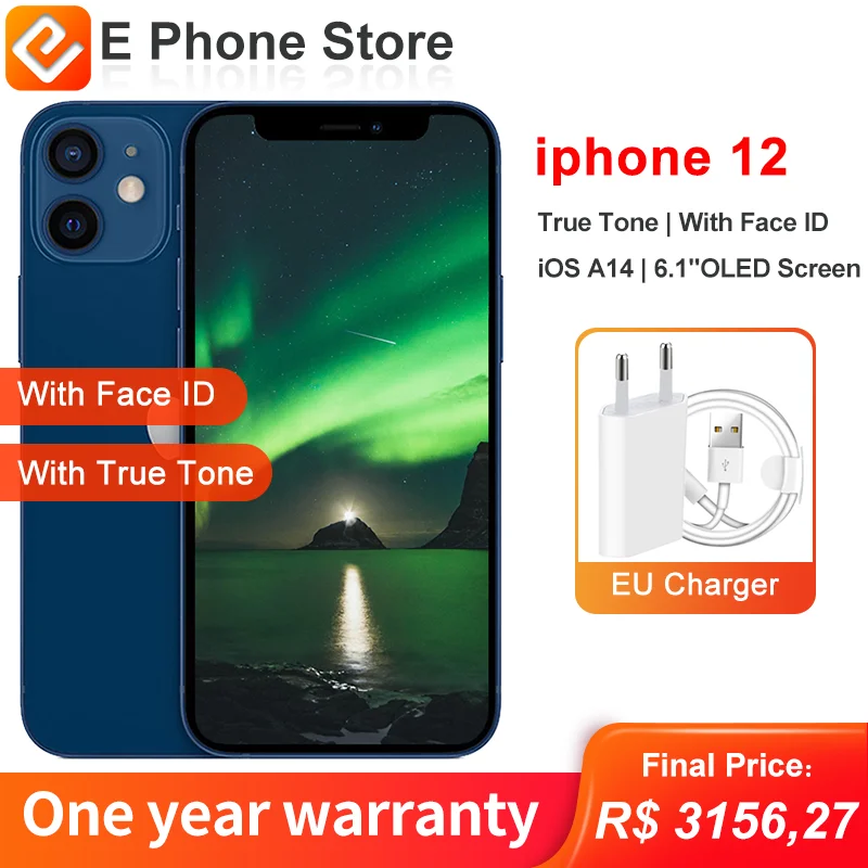 

Apple iPhone 12 64GB/128GB/256GB ROM Unlocked Smartphone With Face ID 6.1" OLED Screen A14 Bionic Chip 12MP Camera