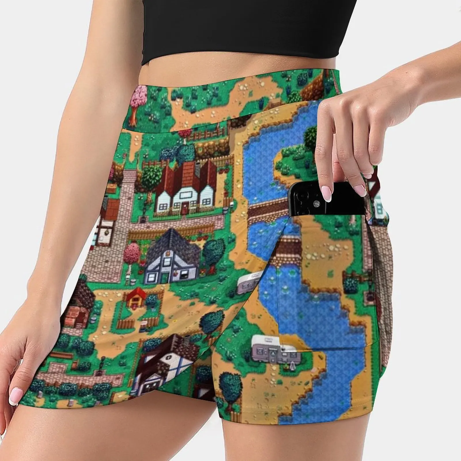 

Stardew Valley Town Map Women's skirt Y2K Summer Clothes 2022 Kpop Style Trouser Skirt With Pocket Stardew Valley Town Map