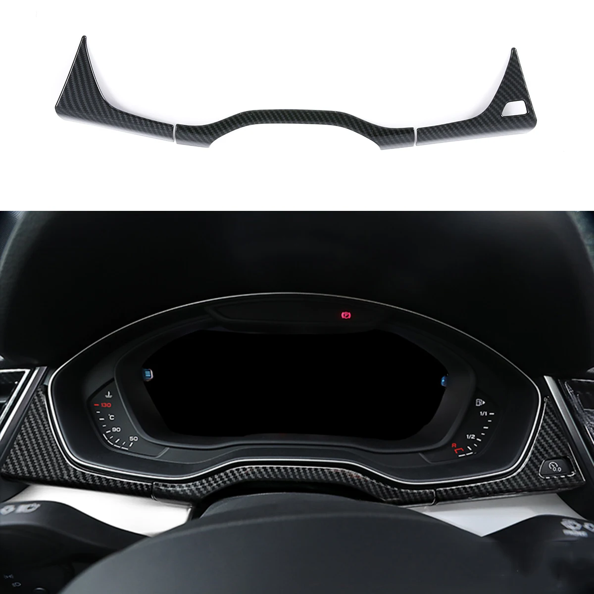 

For Audi Q5 Sportback SQ5 2017 2018 2019 2020 2021 2022 ABS Carbon Fiber Interior Dashboard Instrument Trims Strips Surrounds