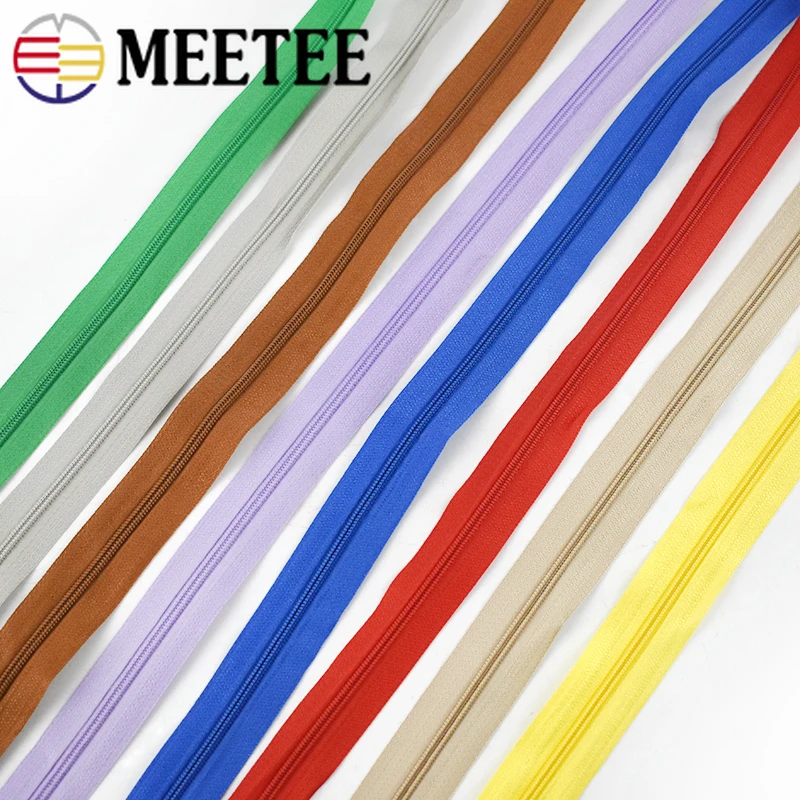 

10M Meetee 3# Nylon Zipper Coil with Zips Head Color Open-End Zippers for Bags Clothes Repair Kit DIY Garment Sewing Accessories