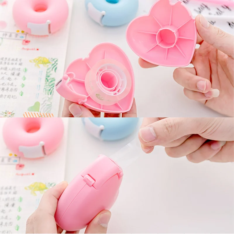Cute Love Heart Tape Dispenser Kawaii Washi Tape Cutter Masking Tape Storage Holder Korean Stationery Office Desk Organizer images - 6