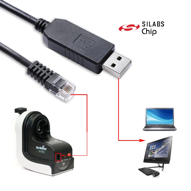 Кабель управления для ПК Skywatcher AZ-GTi AZ-GTe виртуоза связи с CP2102 USB Uart TTL на RJ12 6P6C