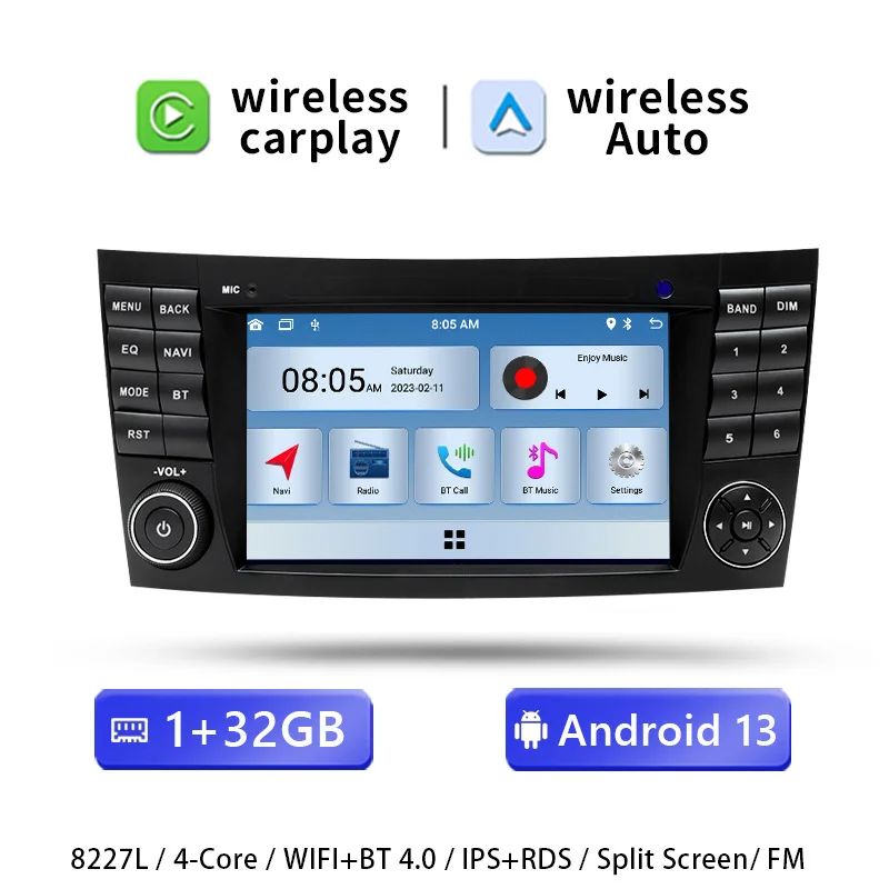 

Автомобильный радиоприемник Carplay 2 din Android 13 для Mercedes Benz E-class W211 E200 E220 E300 E350 E240 E280 CLSCLASSW219 мультимедиа