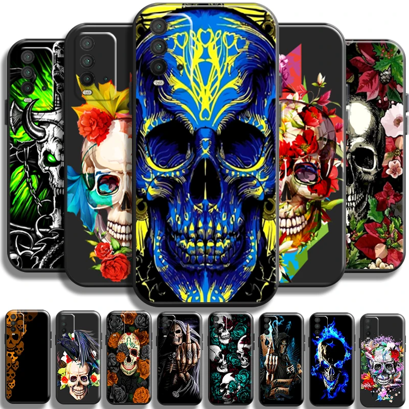 

Death Skull Flower Phone Case For Xiaomi Poco M3 PRO 5G For POCO X3 Pro NFC X3 F3 GT Case Back Soft Funda Coque Carcasa TPU