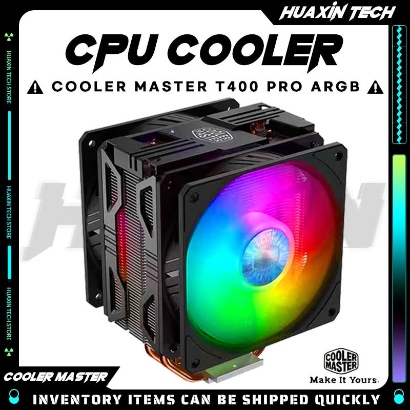 

Cooler Master T400 Pro ARGB Air-cooled Radiator 5V3PIN 12cm Dual Silent PWM Fan 4 Direct Contact Heatpipe Supports LGA1151/AM4