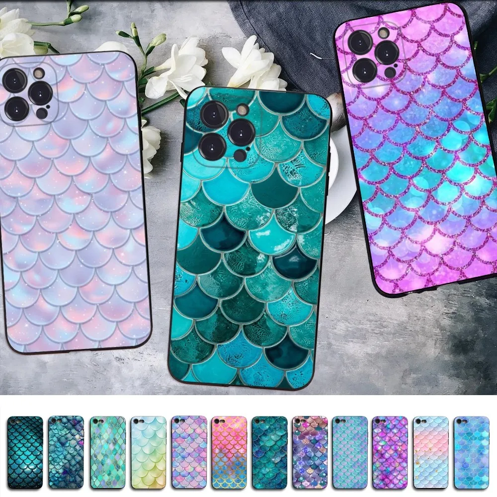 Чехол для телефона с чешуей русалки iPhone 15 8 7 6 6S Plus X SE 2020 XR XS 14 11 12 13 Mini Pro Max Mobile Case