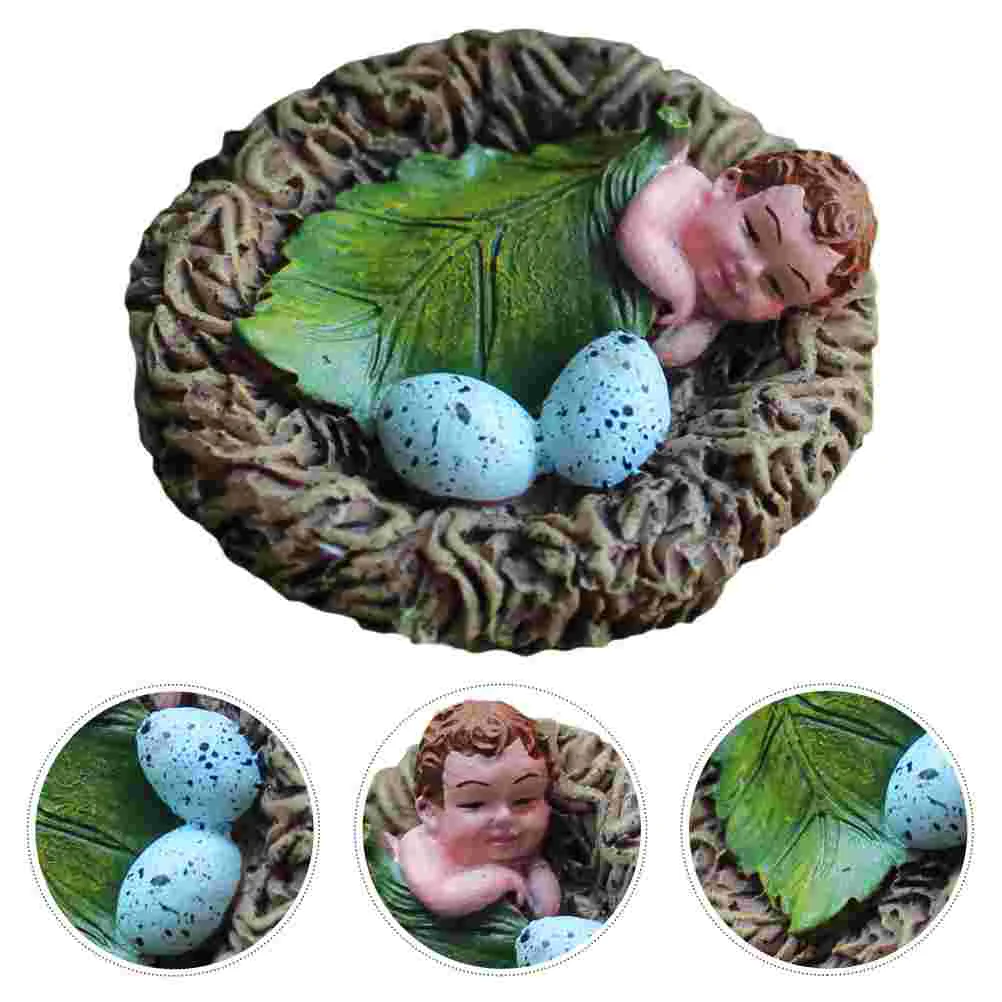 

2pcs Simulation Bird Nest Decors Resin Craft Ornament Micro Landscape Accessory