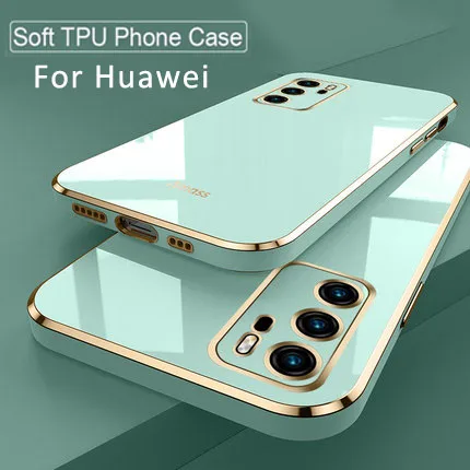 

Luxury Square Plating Silicone Case For Huawei P40 P30 P20 Pro Mate 20 30 40 Pro Honor 50 SE Honor 50 Pro Slim Shockproof Covers
