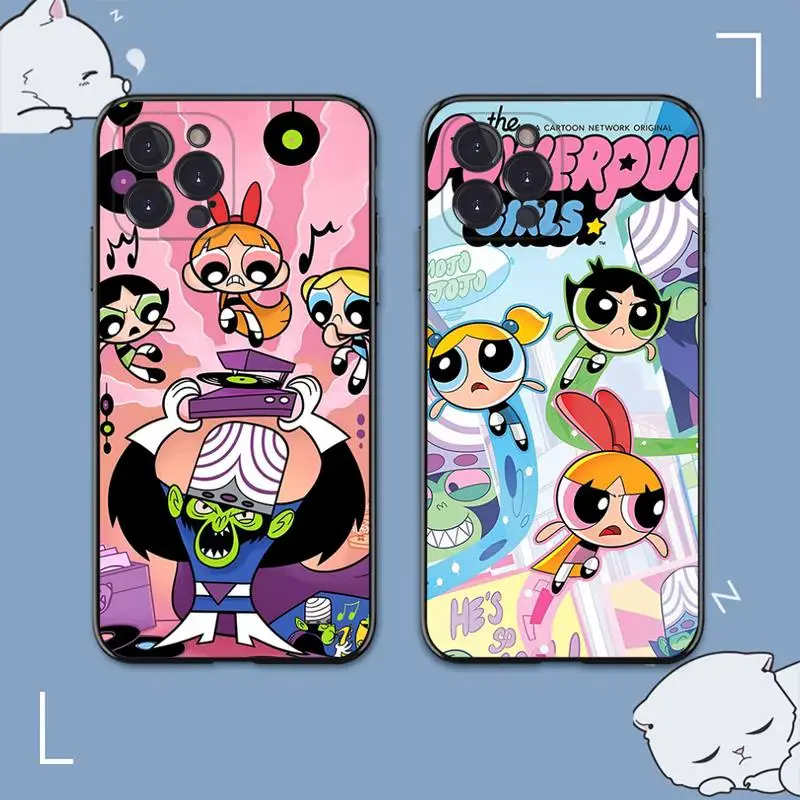 

Anime The P-Power-puffS G-Girls Phone Case For iPhone 14 11 12 13 Mini Pro XS Max Cover 6 7 8 Plus X XR SE 2020 Funda Shell