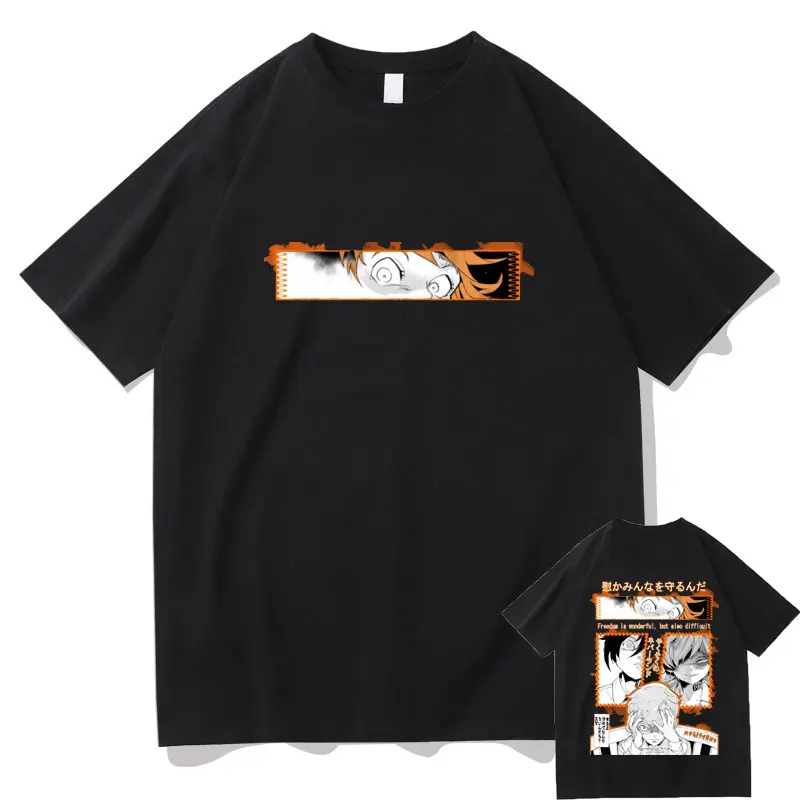 

Anime Yakusoku No Neverland The Promised Neverland Emma Norman Ray T-shirt Men Women Vintage Unisex Casual Oversized T Shirts
