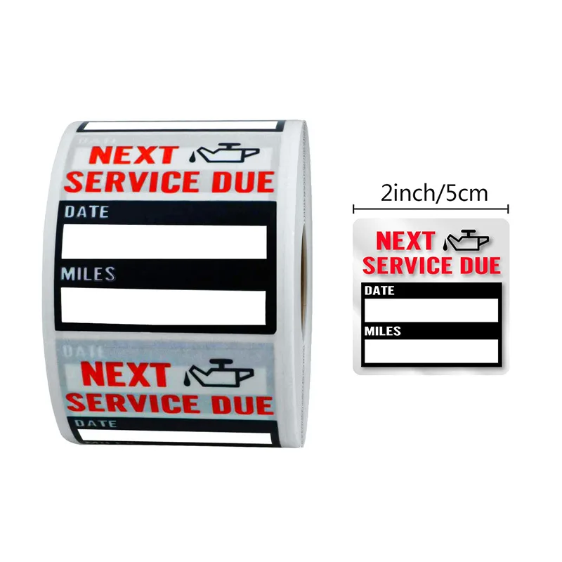 

100 шт./рулон, 2 дюйма, наклейки с напоминанием о замене масла, техническое обслуживание, наклейки на окно, клейкие этикетки, автомобильные наклейки «NEXT SERVICE DUE»