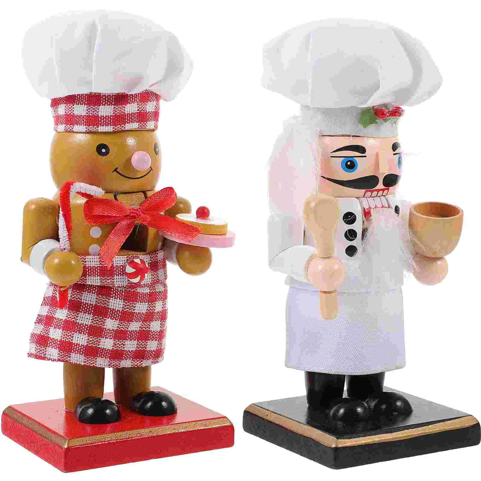 

2 Pcs Home Decor Christmas Nutcracker Wood Decorate Figurine Gift Nutcrackers Desktop Wooden