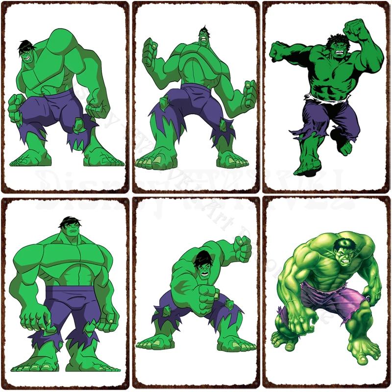 

Hulk Metal Sign Marvel Tin Plaque Robert Bruce Banner Metal Poster Vintage Style Wall Stickers Shabby Tin Sign Metal Plate Decor