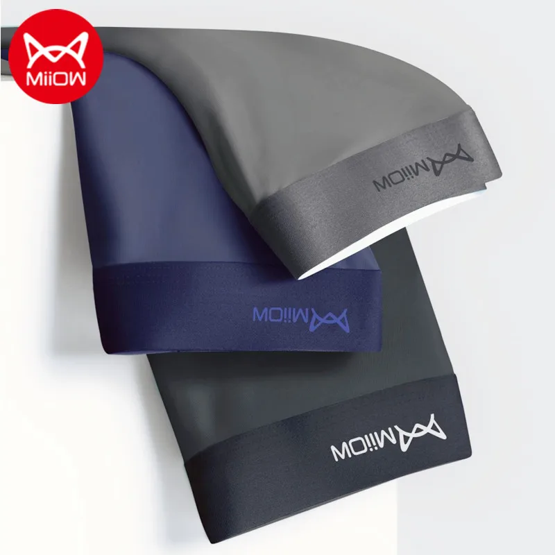 

3 шт., графеновые мужские трусы-боксеры из ледяного шелка