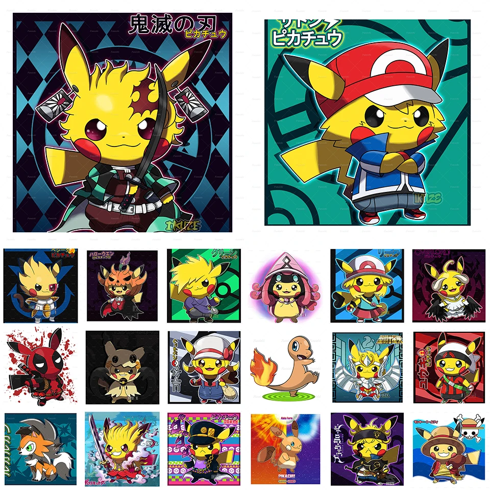 

Home Decor Canvas Painting Print Hot Cartoon Pokemon Pikachu Anime Character Conversion Poster Modern Funny Pop Modular Wall Art