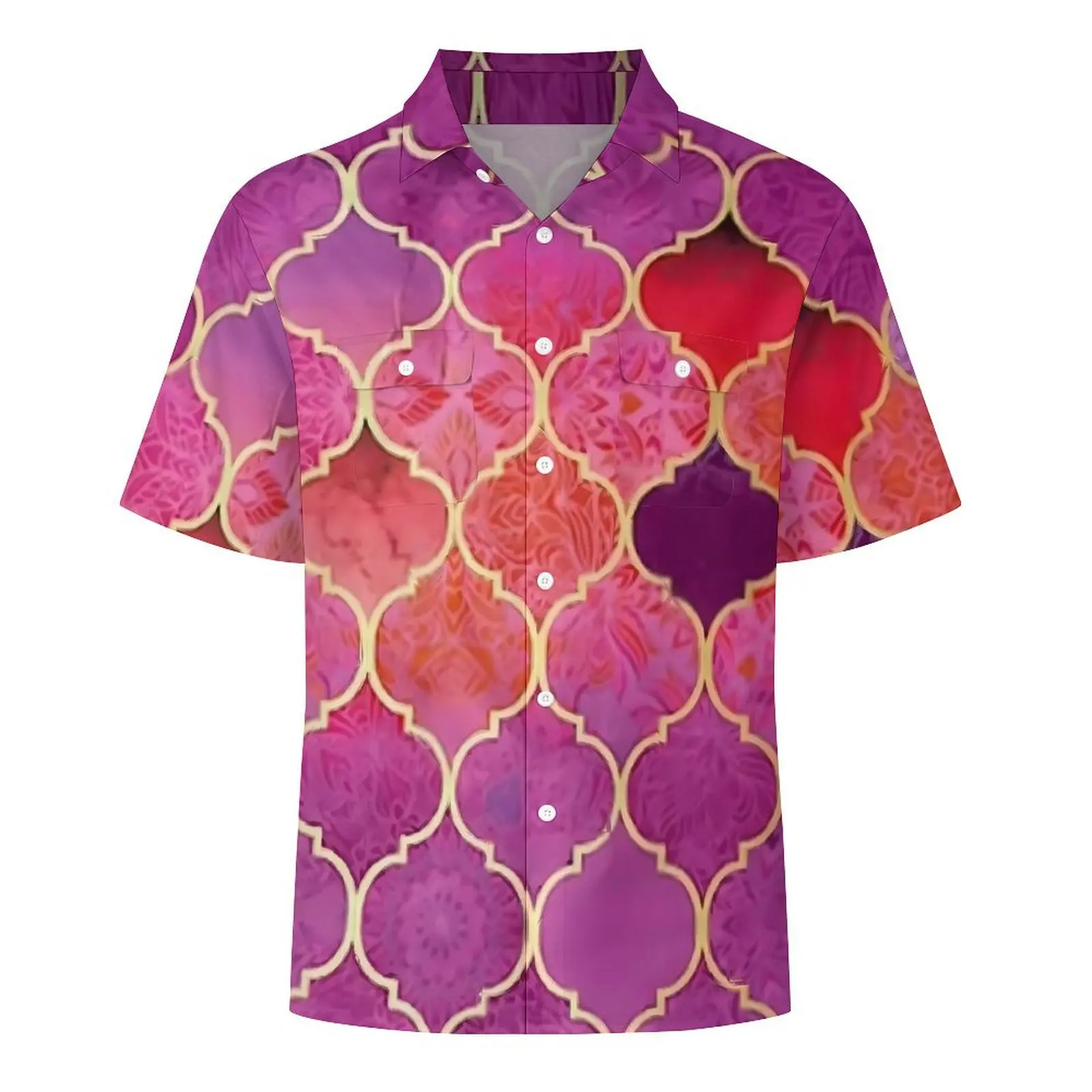 Розовая пляжная рубашка с эффектом омбре мужские Элегантные повседневные