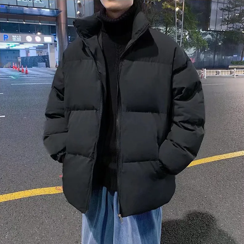 2022 Winter Men's Solid Color Parker Warm Stand Collar Jacket Street Casual Jacket Long Sleeve Hip Hop Jacket for Men and Women