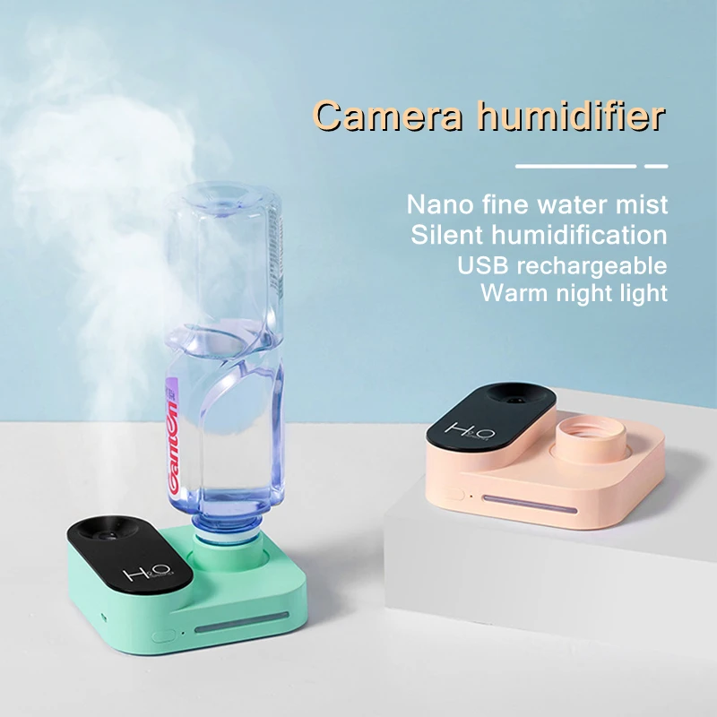 

USB Portable Mini Air Humidifier Water Bottle Mist Sprayer 1200mAh Rechargeable Battery Mist Maker Fogger with LED Lamp
