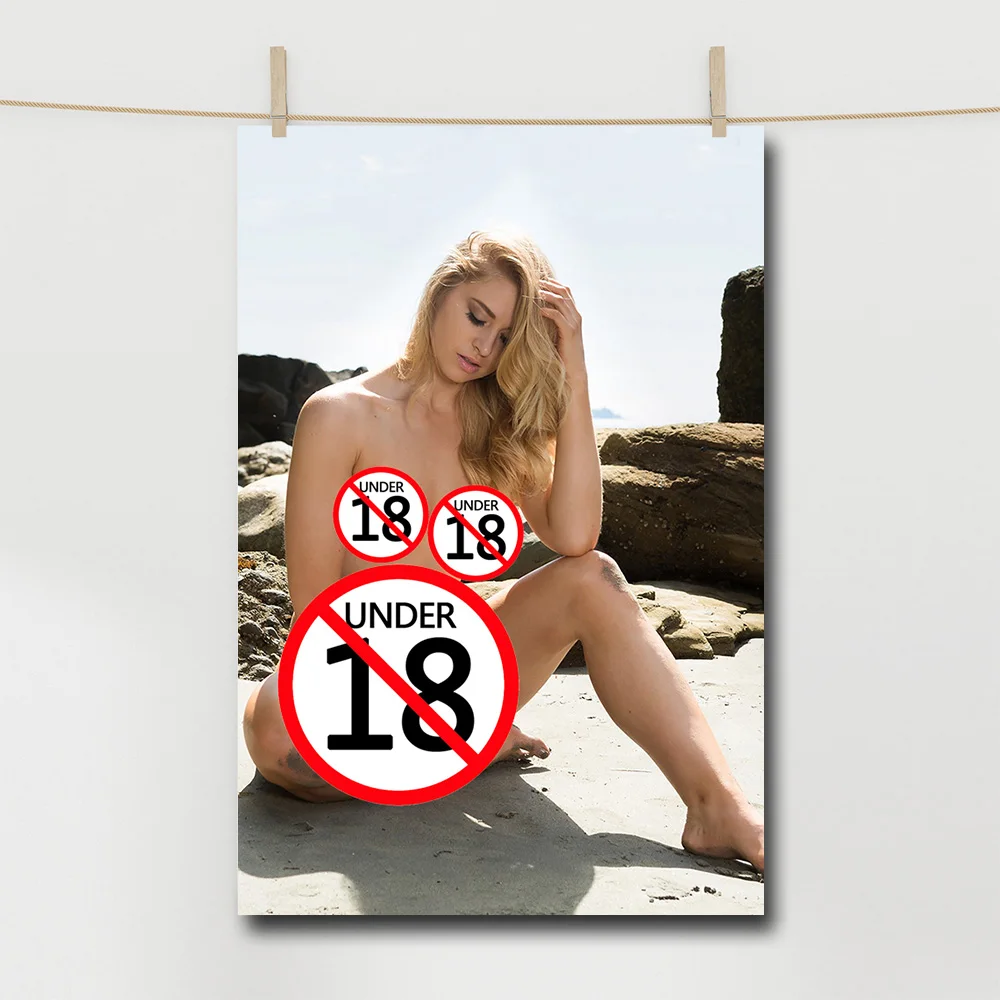 Плакат на пляже с изображением сексуальной девушки блонд красота без одежды Женская картина на теле настенные картины на холсте для домашнего декора комнаты без рамки