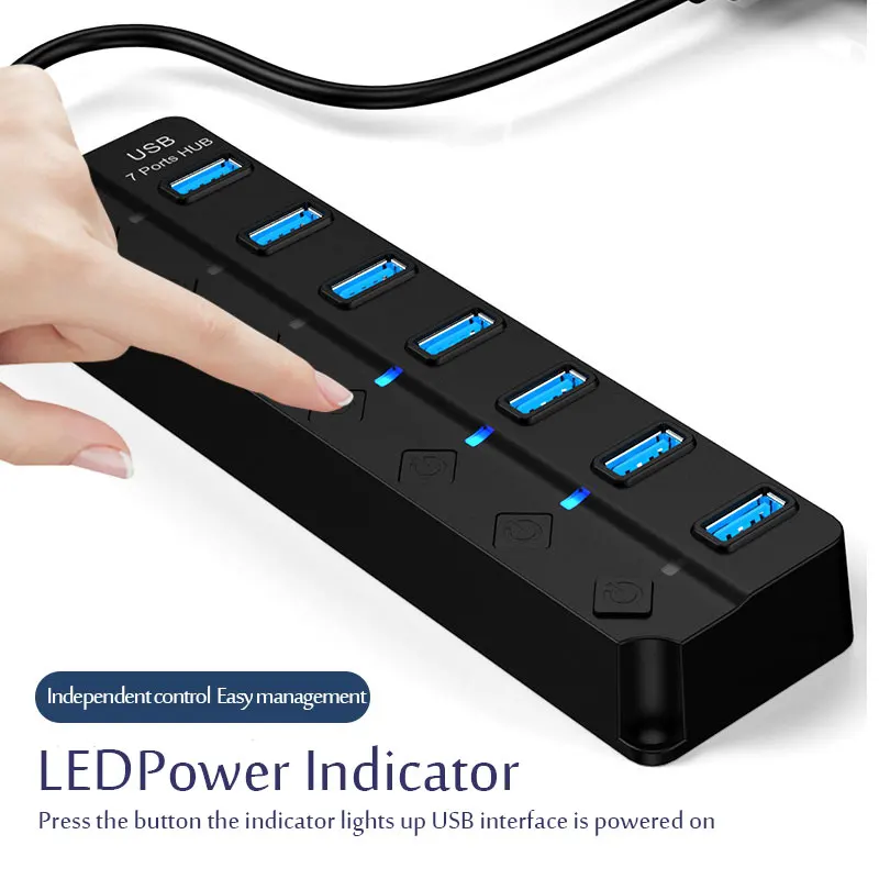 USB 3 0 разветвитель с выключателем 4/7 портов |