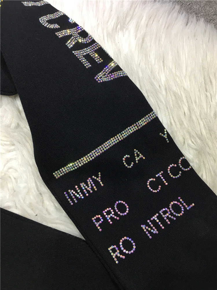 Sparkling Letters Hot Drilling Female Leggings Side Colored Diamond Slim Black Bottoming Pants Stretch High Waist Skinny Legging