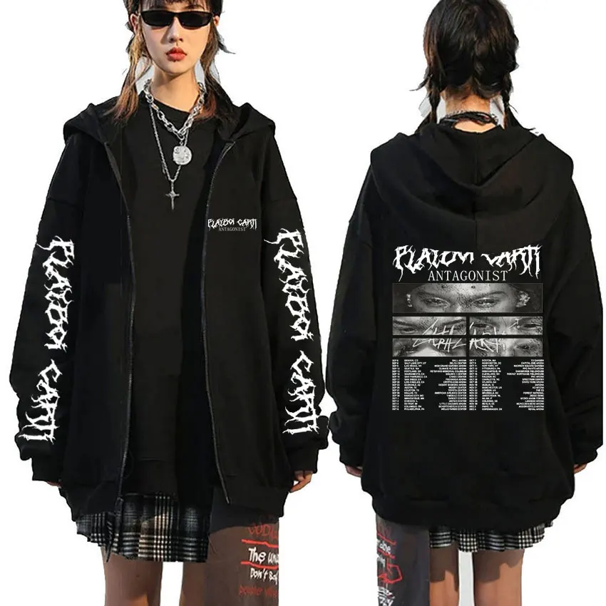 

Hip Hop Playboi Carti Antagonist Tour 2023 Concert Zipper Hoodie Men's Oversized Zip Up Jacket Unisex Rap Vintage Sweatshirts