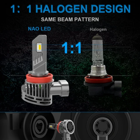 NAO Canbus H11 Светодиодная противотуманная фара 9005 9006 LED CSP DRL HB3 HB4 Без ошибок Автомобильная фара дальнего света 100 Вт 20000LM 6500K Белый 12 В