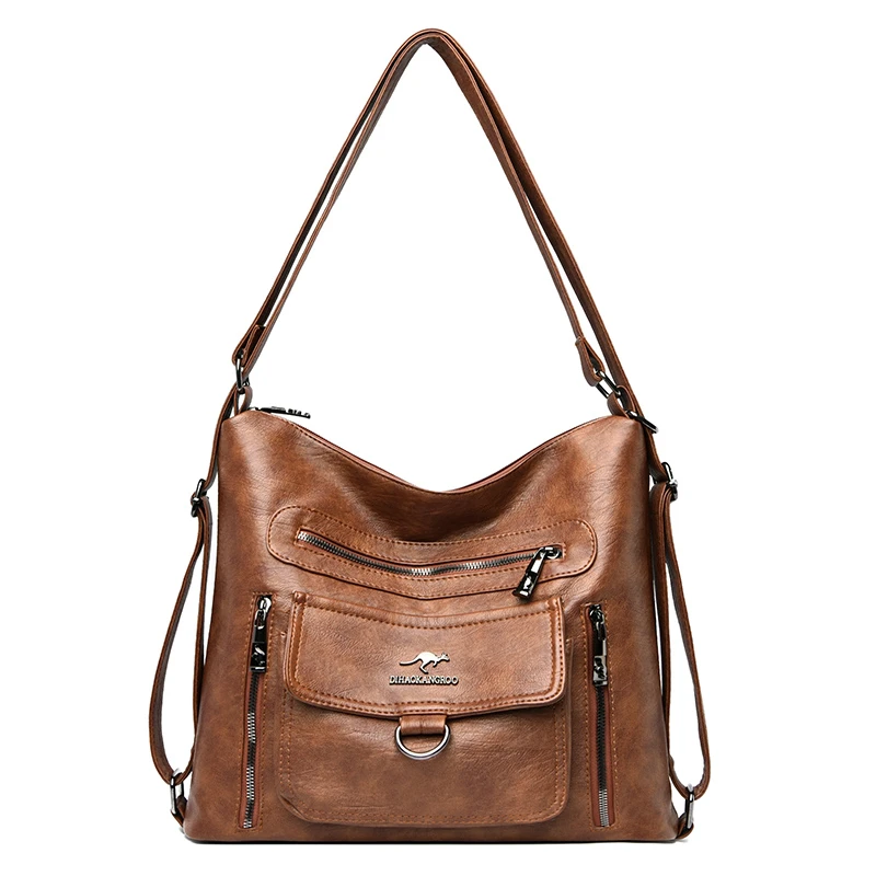 

3 In 1 Women Backpack Purse Female Bagpack Vintage Pu Leather Large Capacity Casual Tote Designer Shoulder Bag Women's Handbag