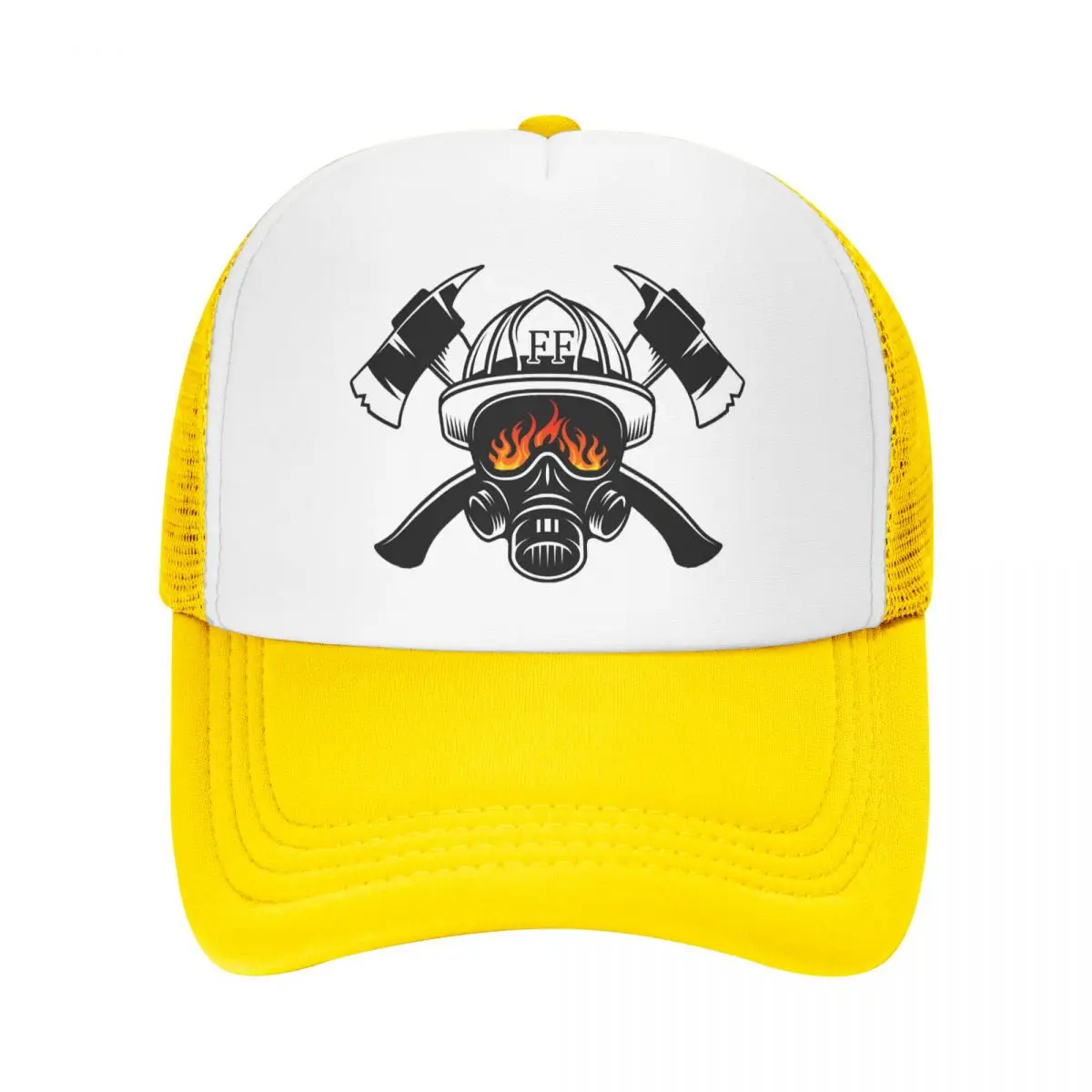 

Custom Firefighter Skull Baseball Cap Hip Hop Women Men's Adjustable Fireman Fire Rescue Trucker Hat Summer Snapback Caps