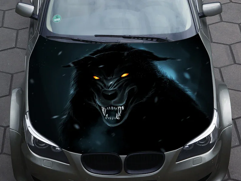 

Car hood decal wolf angry vinyl sticker graphic wrap decal truck decal truck graphic bonnet decal skull f150 jeep CUSTOM