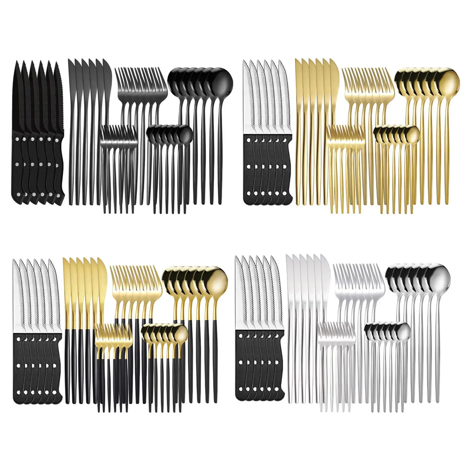 

36 Pieces Stainless Steel Flatware Set, Kitchen Cutlery Set, Portable Teaspoon Spoon Set for Holiday, Cooking