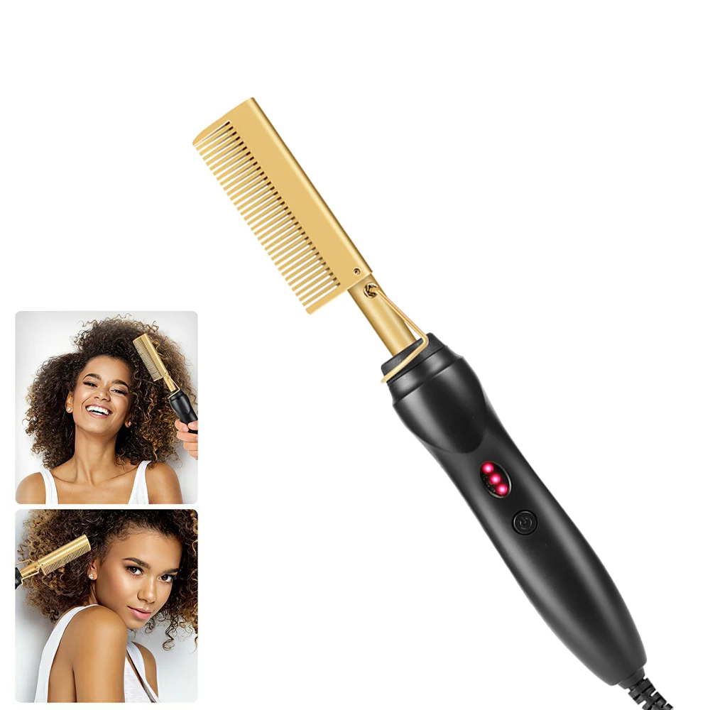 

Professional Electric Hair Straightener 2 in 1 Straightening Comb and Curling Comb Dry and Wet Perm Comb Styling Salon Tool