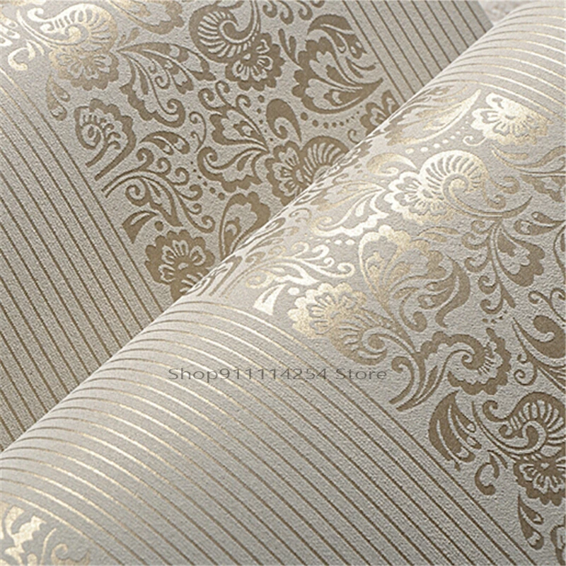 

10M Home Improvement wall paper modern Fashion Flocking Wallpaper Rolls for bedroom background wall 5 Colors