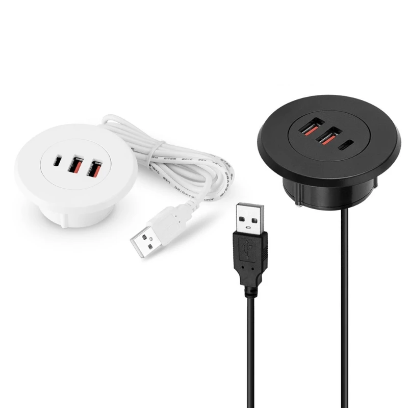 3-портовый встроенный USB-концентратор для зарядки столов USB-адаптер с круглым