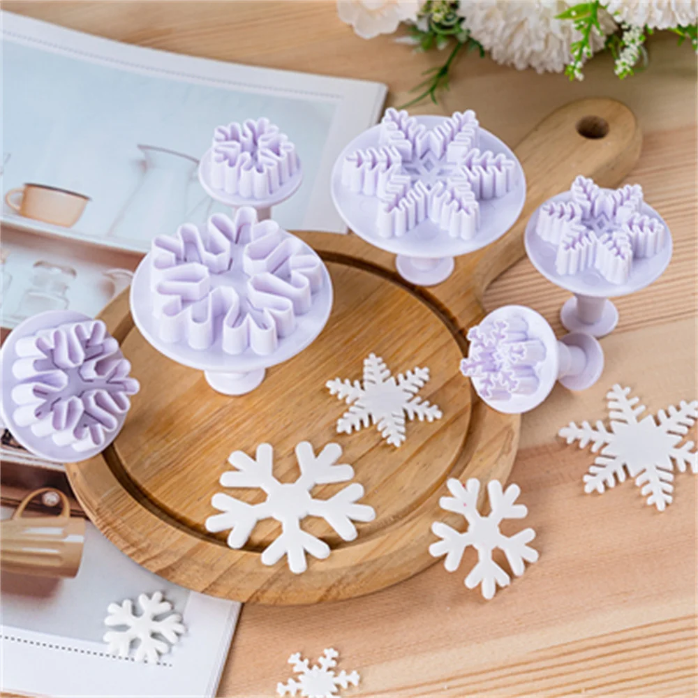 

3Pcs Christmas Snowflake Cookies Biscuit Mold Fondant Sugar Craft Plunger Cookie Cutters Xams Snow Cupcake Cake Decorating Tools