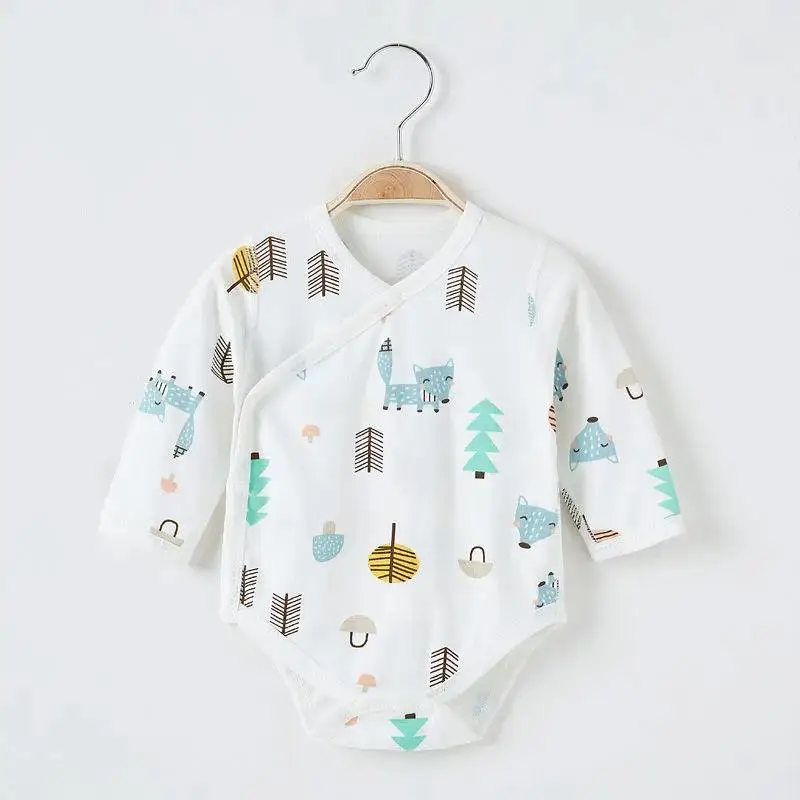 

100% Cotton Newborn Baby Girls Boy Romper Jumpsuit Long Sleeve Bodysuit 2022 New Toddler Infant Print Knit Boutique Baby Clothes