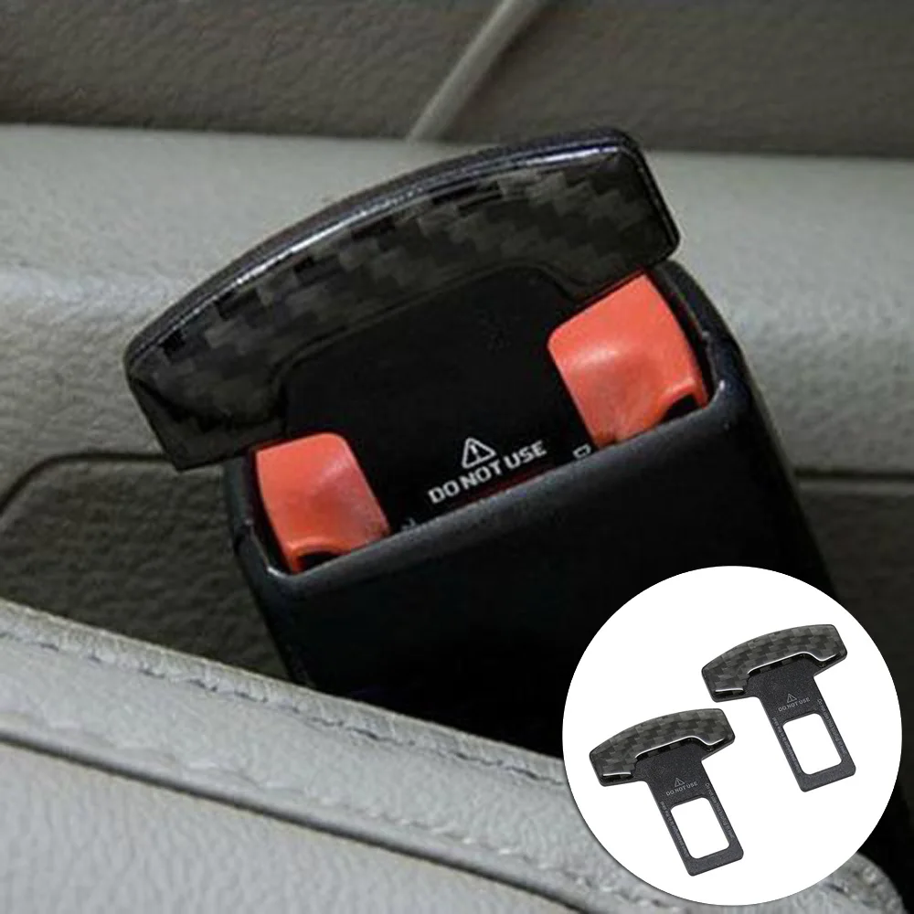

2pcs Car Truck Seat Safety Belt Lock Buckle Clip Carbon Fiber Universal Durable High Quality Car Security Accessories