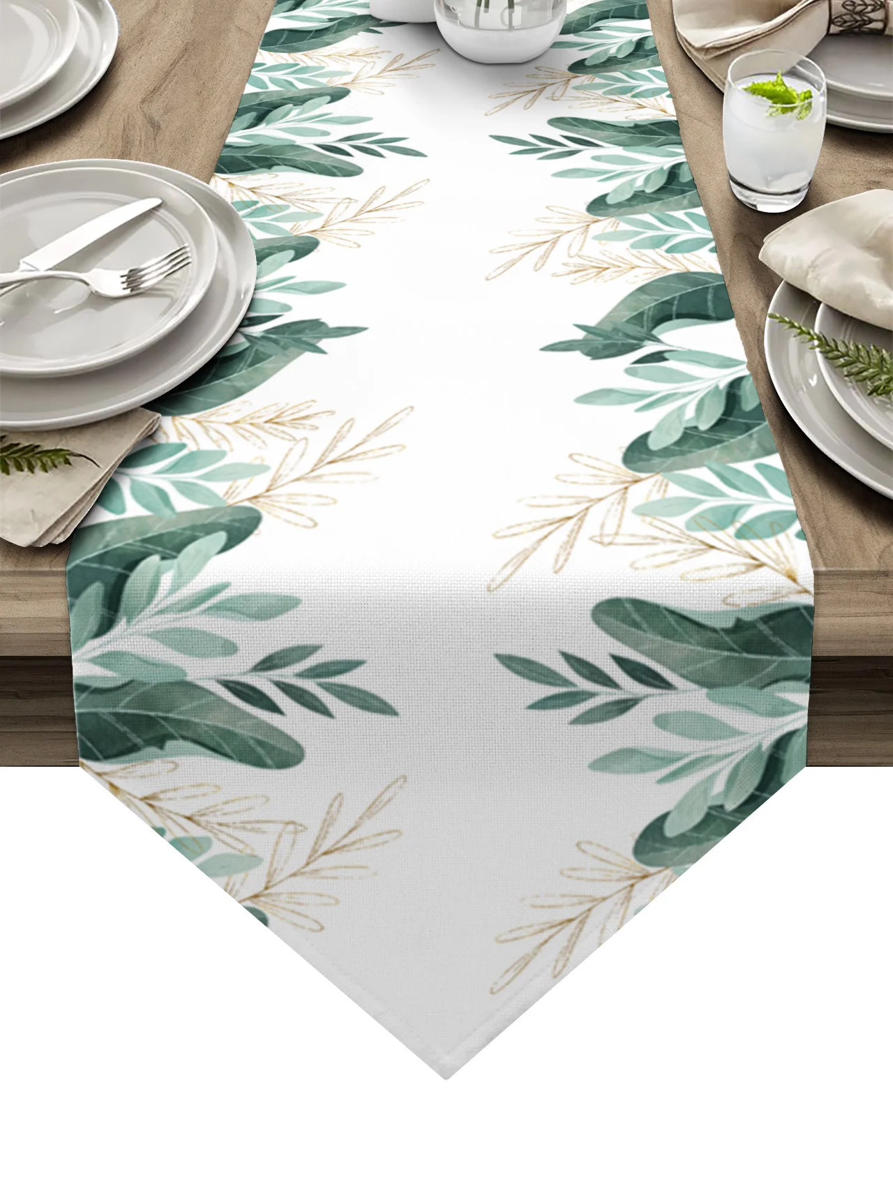 

Green Tropical Plants Leaves Table Runners Wedding Table Decoration Tablecloth Holiday Party Dining Decor Table Cover