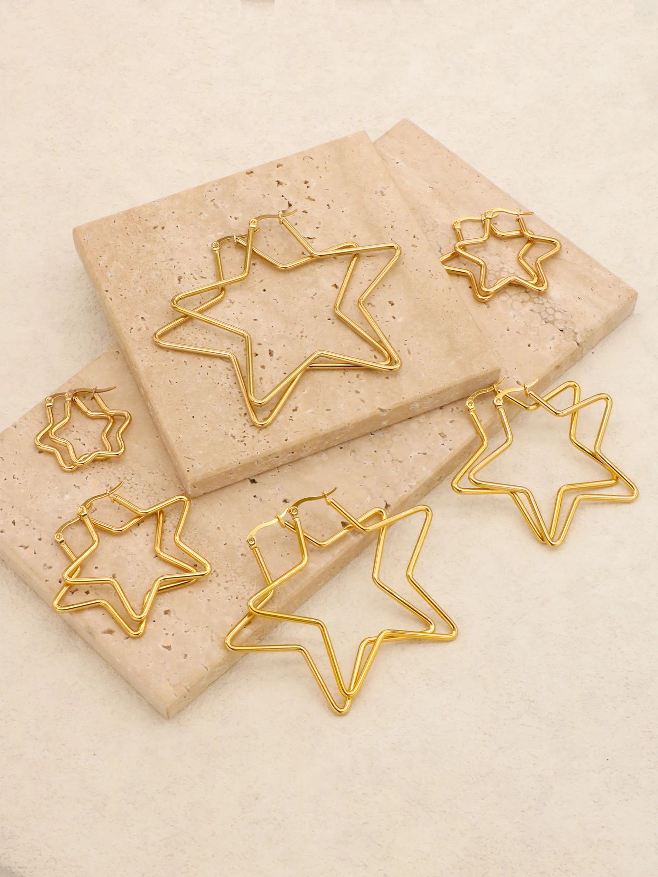 Серьги в форме пяти звезд Ekou ювелирные изделия из нержавеющей стали с двумя