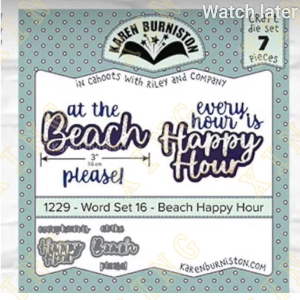 

Beach Happy Hour Metal Craft Cutting Dies Diy Scrapbook Paper Diary Decoration Card Handmade Embossing 2023 New Product