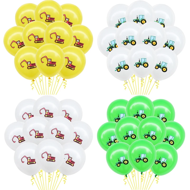 

10pcs Construction Engineering Vehicle Excavator Latex Balloons Globos Birthday Party Decorations Kids Party Ballons Supplies